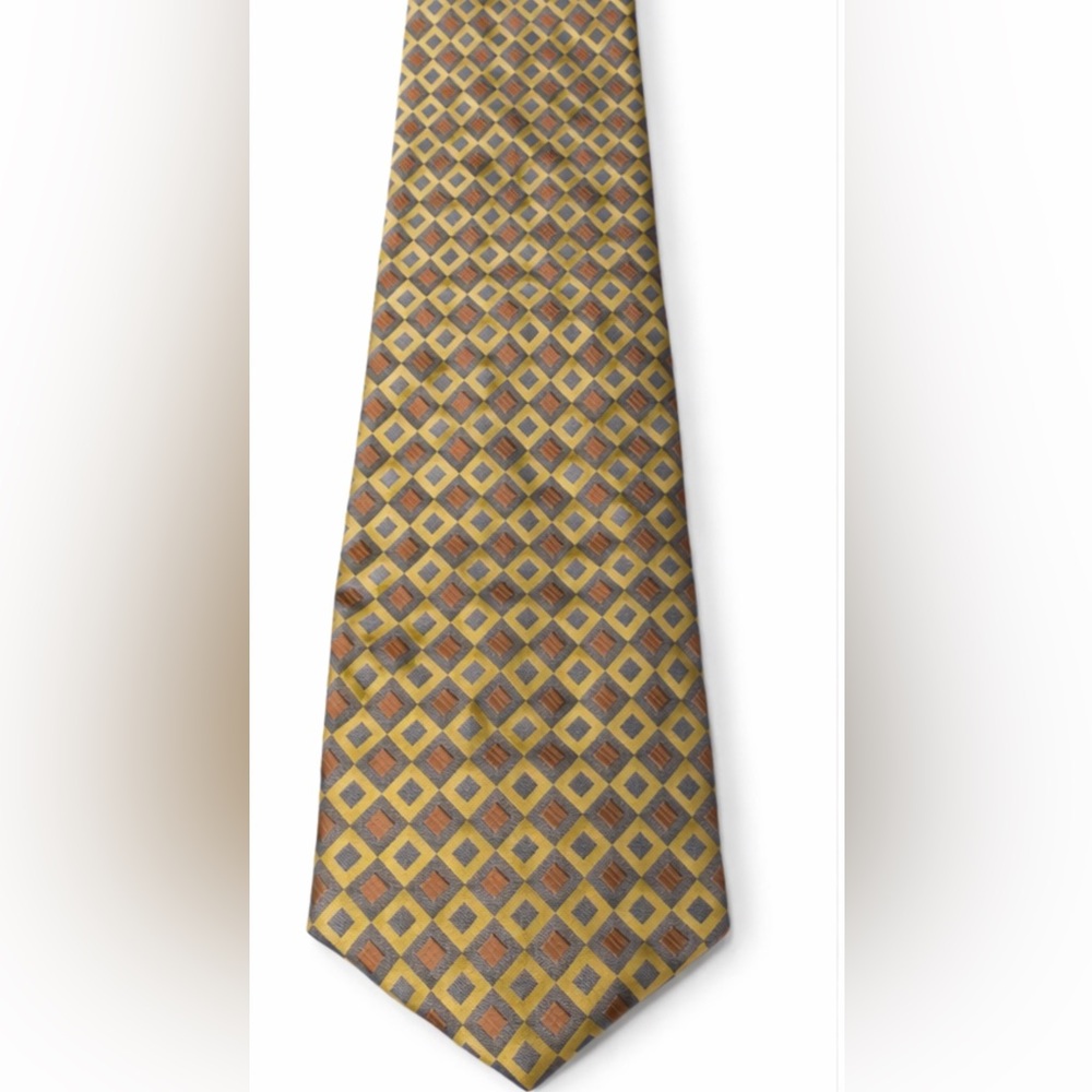 Donna Karan Diamond Pattern Tie in Yellow and Brown